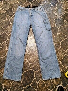 G - Unit heavyweight denim raw material baggy mens jeans 32 x 34 Y2K VINTAGE
